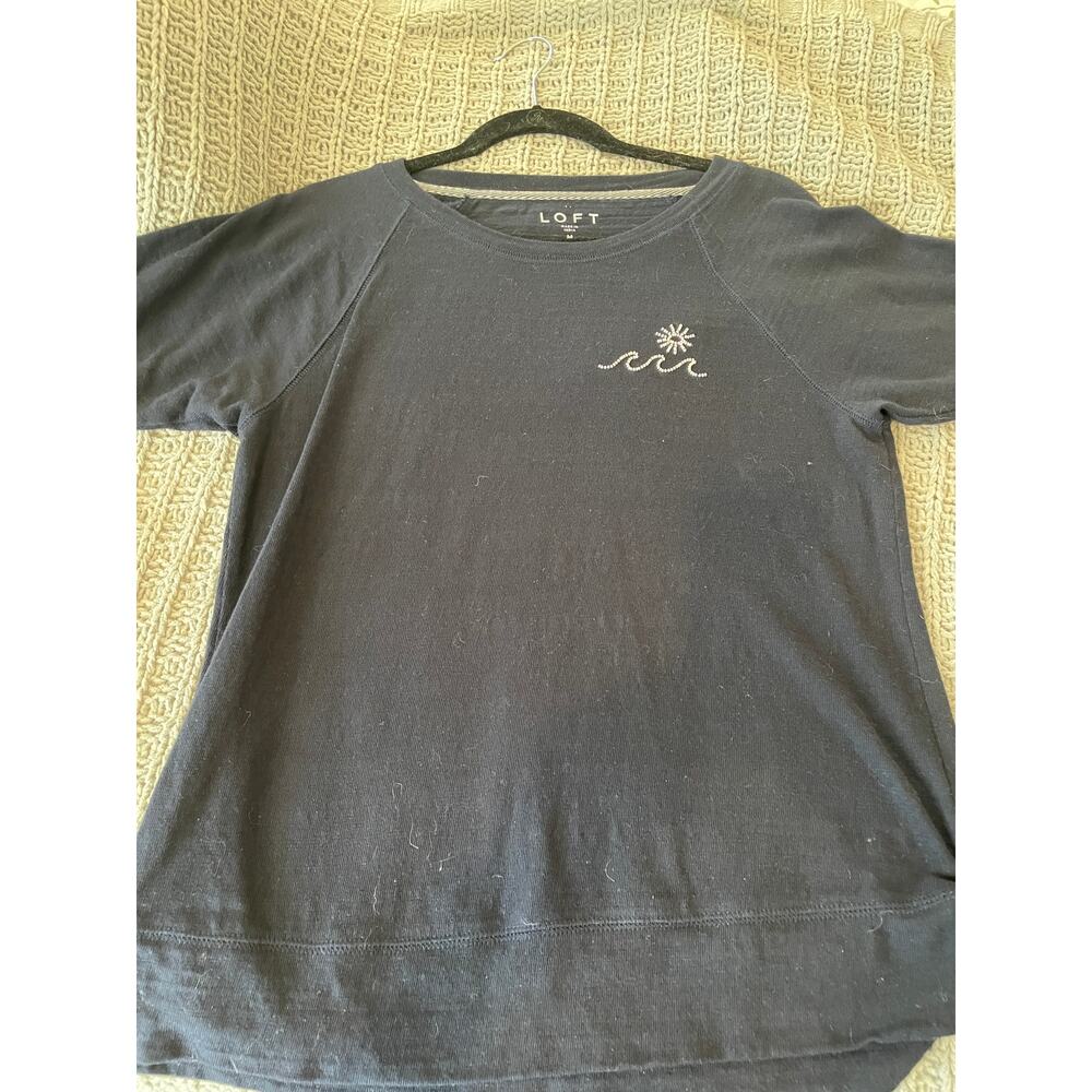 Loft Black Shirt with embroidery Size Med.
